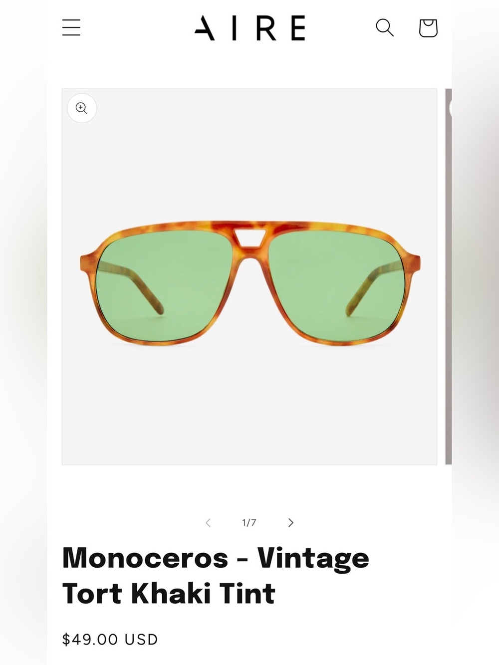 AIRE Monoceros Vintage Tort Sunglasses in Khaki Tint